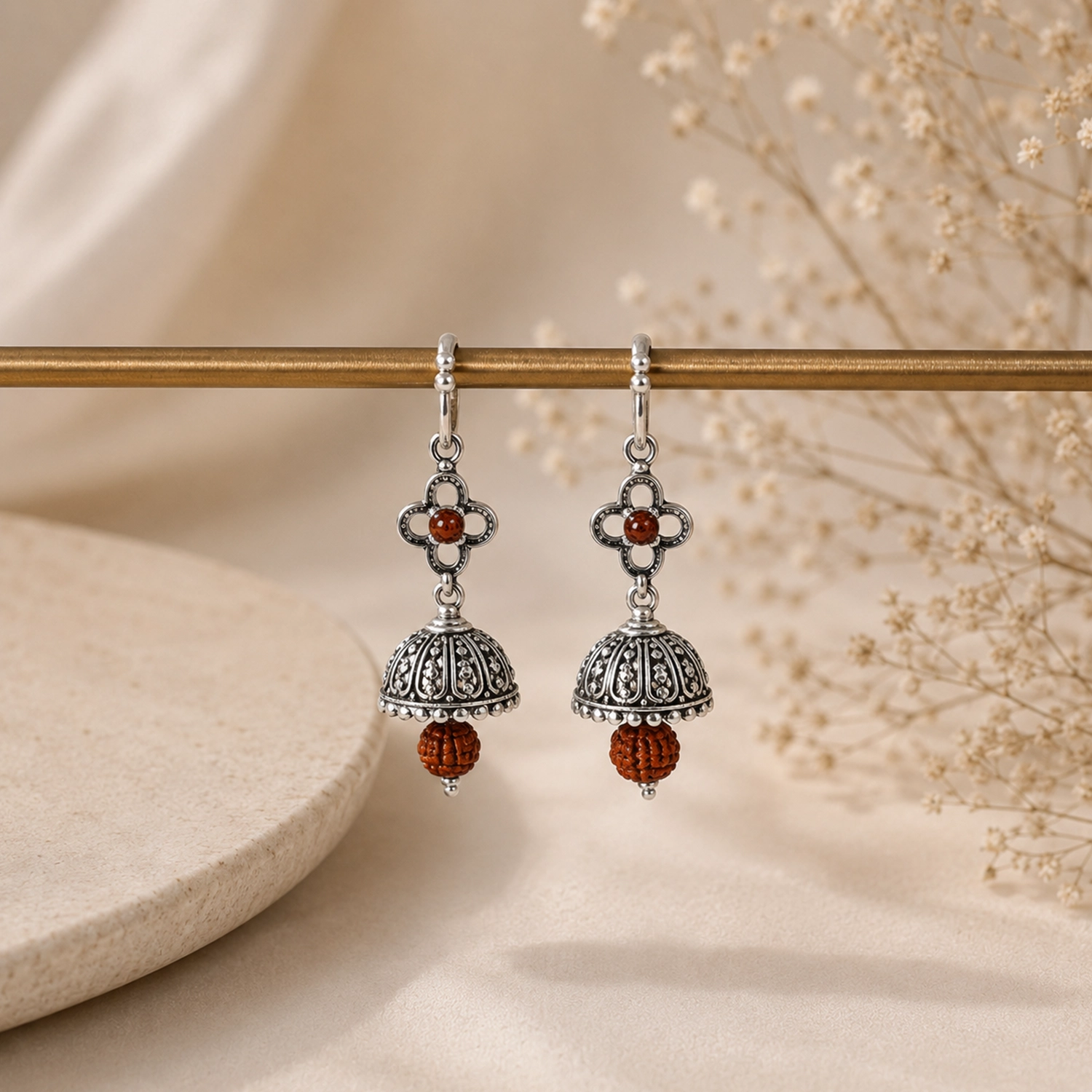 Rudraksha Jhumka Earrings