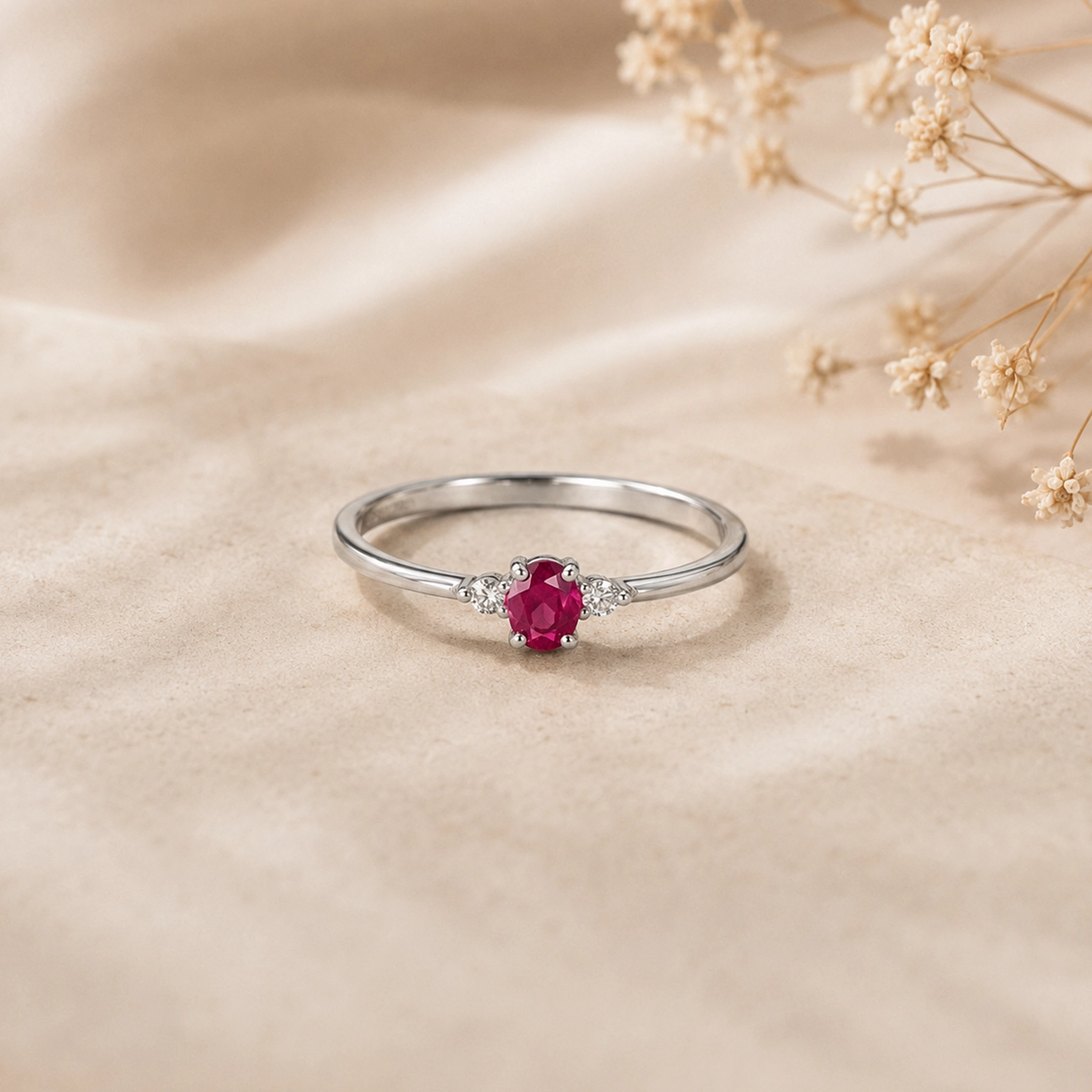 Crimson Solitaire Grace Ring